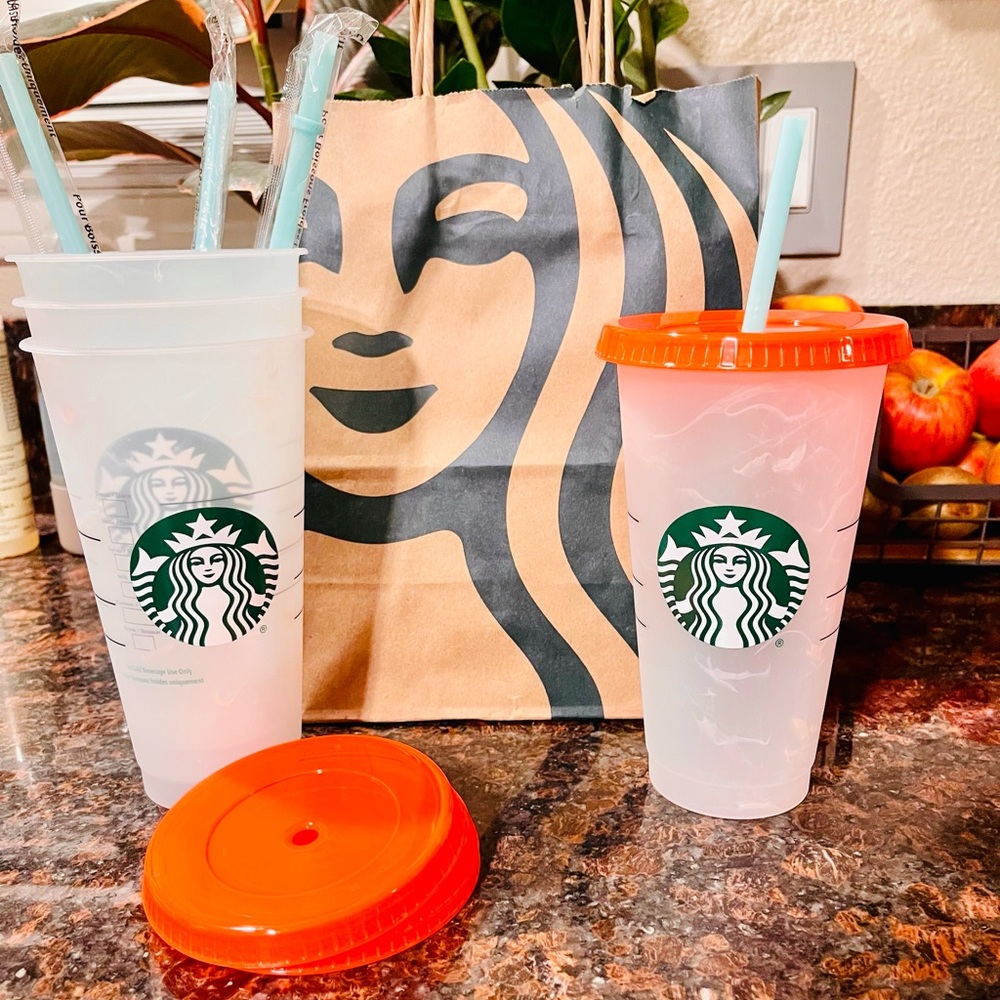 NEW Two (2) Starbucks Summer 2021 Color Changing Swirl Reusable 24 OZ Cold Cup - Picture 2 of 9